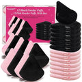 Skiennix 24Pcs Powder Puffs - Triangle Makeup Applicators for Flawless Foundation | Black & Pink