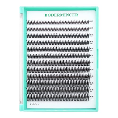 BODERMINCER 8-16mm to Choose Fish Tail Design 120pcs Thickness 0.1mm C Curl 12 Root Women Lady Individual Black False Eyelash Cluster Eye Lashes Extension Tools (8-10-12-14-16mm MIX)