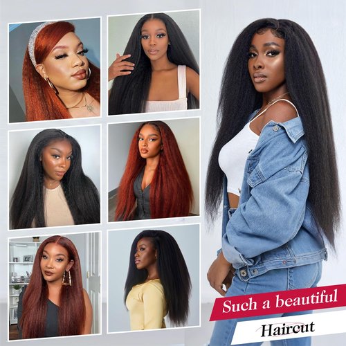 OLQZJZJ Kinky Straight Clip In Hair Extensions,24inch 200G 8pcs,100% Pure Protein Fiber Close to Human Hair,Blonde Full Head Double Weft Invisible Yaki Clip Ins for Women (#613,24inch)