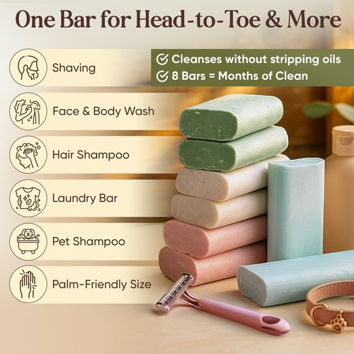 Amish Farms Soap Value Pack– 8 Easy-to-Grip Hydrating Bars (5 oz Each, 2.5 lb) | Cold-Process, USA Made for Sensitive Skin, Face, Hair & Body | Gentle Clean Scent Original Recipe – Tin Tub Collection