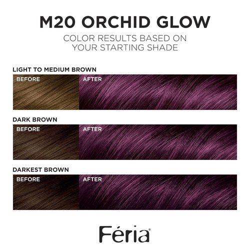 L’Oreal Paris Feria Midnight Bold Hair Dye - One-Step Permanent Color Kit for Dark Hair | Orchid Glow