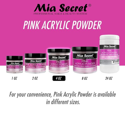 Mia Secret Pink Acrylic Powder - Professional Quality Nail Enhancement | 4 oz. Size