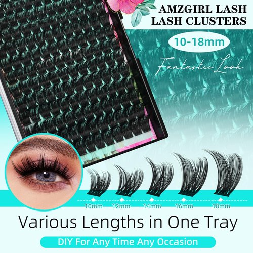 Lash Clusters Kit 168pcs Lash Extension Kit Cluster Lashes Natural Look with Lash Bond and Seal Waterproof, Lash Tweezer with Wet Look Ultra-Thin Band Lashes(Tulip-Kit,D-10-18mm)