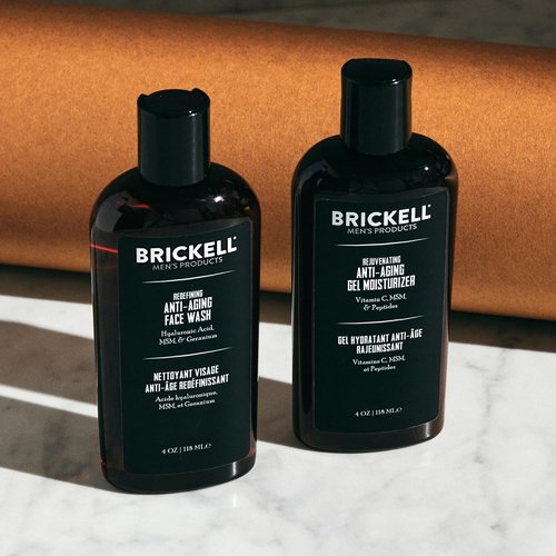 Brickell Men's Products Anti-Aging Gel Facial Cleanser & Moisturizer | Men's Skincare Gift Set