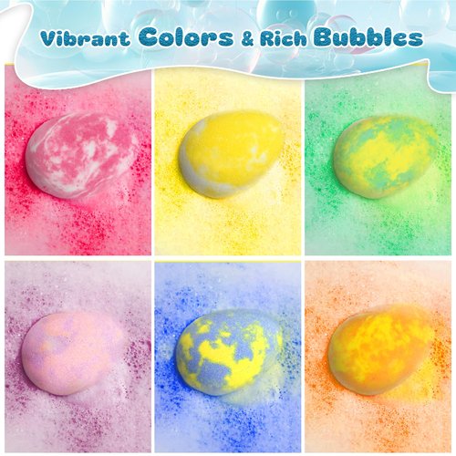Bath Bombs for Kids with Surprise Toys Inside, 12 Pack Dino Egg Bath Bombs with Dinosaur Suction Cup Toys, Easter Gifts for Boys Girls, Bubble Bath Fizzy Ball for Kids Easter Basket Stuffers, Birthday