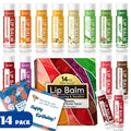 Yopela Natural Lip Balm 14 Pack | Moisturizing & Soothing with Vitamin E & Coconut Oil - 14 Flavors