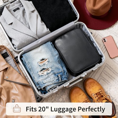 Large Travel Makeup Bag for Women with Luggage Sleeve and Reinforced Dual Handles, Featuring 10 Independent Elastic Brush Slots and 25 Pockets, Large Capacity Waterproof Cosmetic & Toiletry Organizer