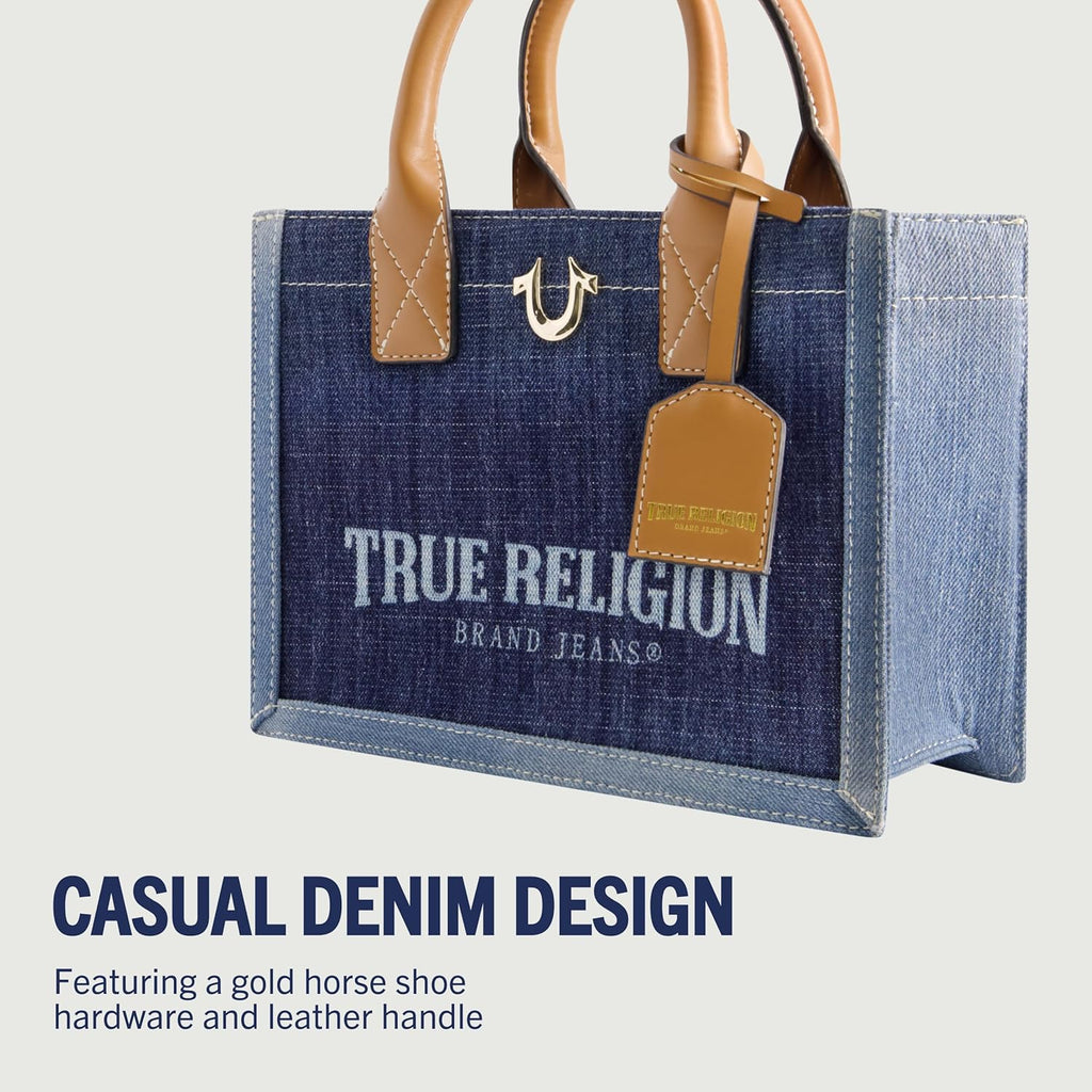 True Religion Women's Tote Bag - Medium Travel Purse with Adjustable Shoulder Strap & Horseshoe Logo