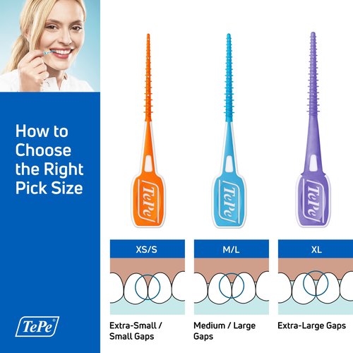 TEPE Dental Floss Picks, Tooth Picks Flossers, Floss Sticks, EasyPicks XS/S, Orange, 60 Pk