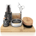 Striking Viking Bamboo Beard Kit for Men - 7.3 in x 4.5 in x 1 in - Portable Grooming Caddy Organizer for Beard Balm & Oil Products - With Scissors & Comb Brush Holder