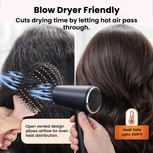 Herstyler Vented Hair Brush - Fast Detangling for Thick, Curly, or Wavy Hair - Peach Color