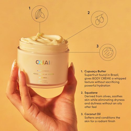 OUAI Body Cream - Hydrating Whipped Formula with Cupuaçu Butter & Coconut Oil | 7.5 Oz for Soft, Glowing Skin