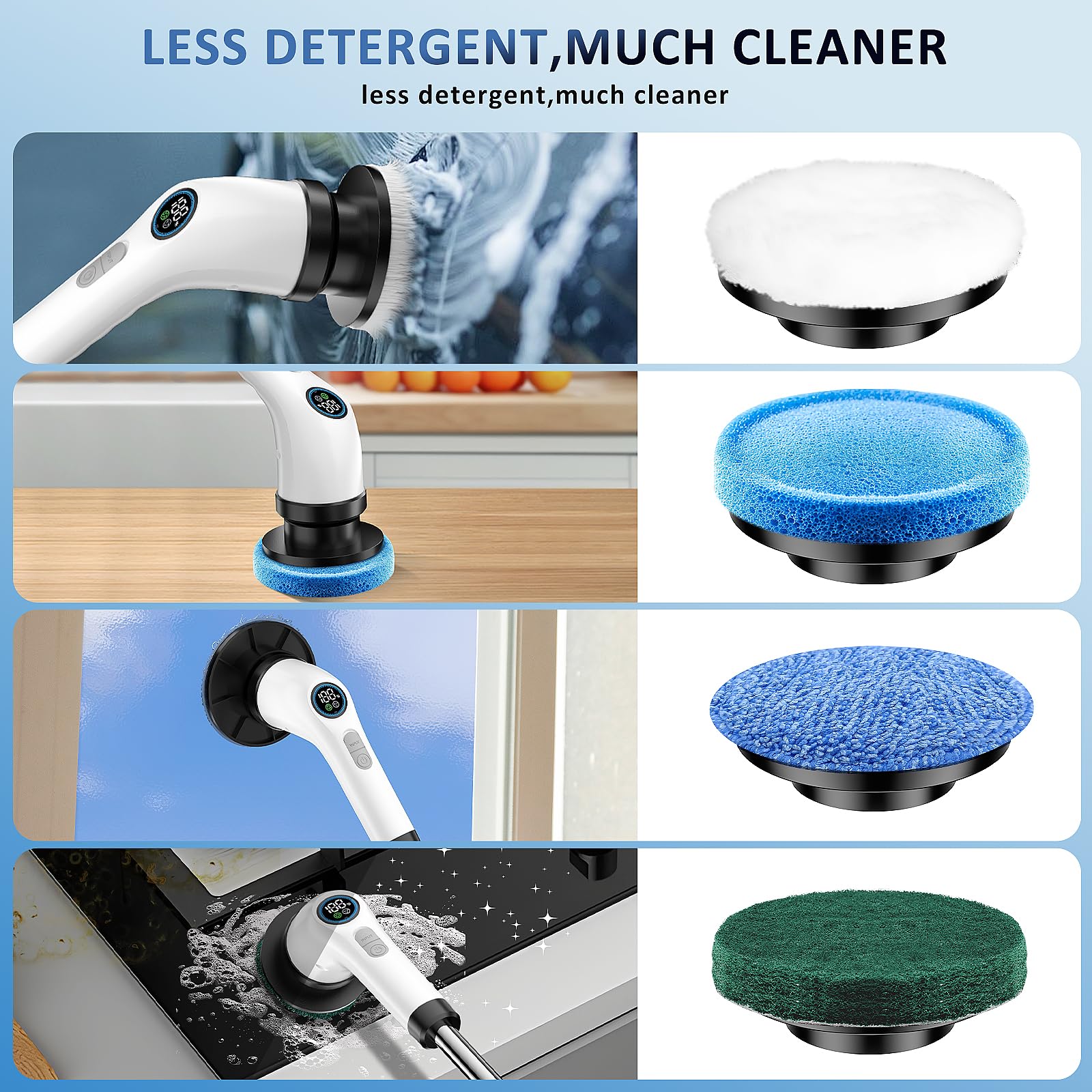 Yesayce 8pcs Electric Spin Scrubber Replacement Brush Heads, Extra Brushes Kit for Bathroom Floor Tile, Bathtub, Glass, Car, Kitchen Cleaning