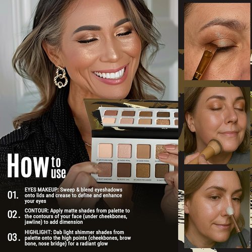 Skiennix Natural Nudes Eyeshadow Palette - Warm Taupe & Dark Brown Matte, Shimmer, Metallic | Travel-Friendly, Long-Lasting Compact for Everyday Looks