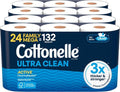Cottonelle Ultra Clean Toilet Paper - Active Cleaning Ripples Texture, 24 Mega Rolls (132 Regular Rolls)