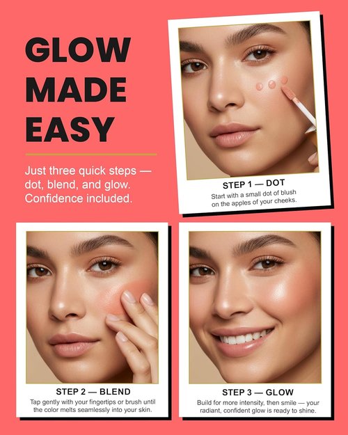 Konfident Liquid Blush - TikTok-Viral Natural Flush Cheek Color with Collagen & Glycerin for Radiant Glow - Vegan High-Pigment Makeup
