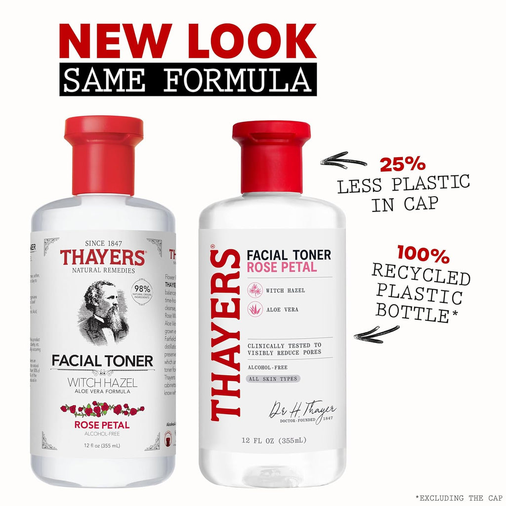 Thayers Alcohol-Free Rose Petal Witch Hazel Facial Toner - Soothing & Hydrating for Glowing Skin | 3oz