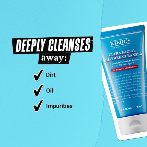 Kiehl's Ultra Facial Oil-Free Cleanser - Foaming Face Wash for Oily Skin with Desert Plant & Lemon Extracts | 5.0 fl oz