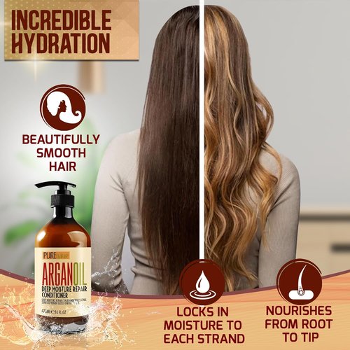 **Moroccan Argan Oil Conditioner - Deep Moisturizing Formula for Dry, Curly, and Damaged Hair - Sulfate Free, Salon Grade**