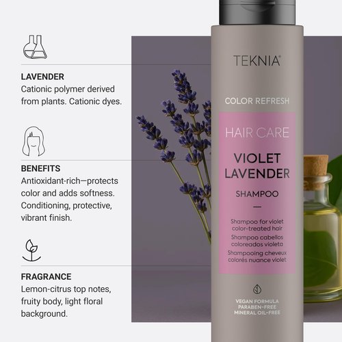 Lakmé Teknia Violet Lavender Color Refresh Shampoo, Color Depositing Shampoo for Purple Hair, 10.2 Fl Oz