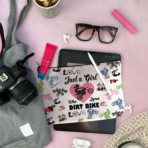 MAOFAED Dirt Bike Gift Dirt BikeGirl Gift Just AGirl Who Loves Dirt Bike Cosmetics Bag For Women Motocross Gift (girl love dirt bike)