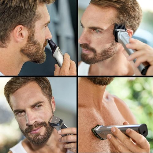 PHILIPS Multi Groomer 8000 Series - 21-Piece All-in-One Grooming Kit for Men | Precision Trimmer for Face, Head & Body