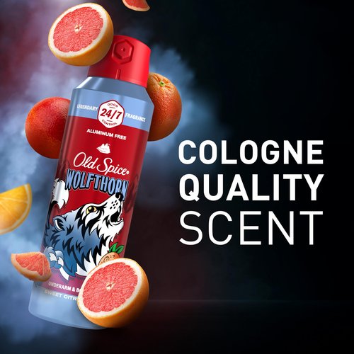 Old Spice Aluminum Free Body Spray for Men, 24/7 Odor Protection, 24/7 Lasting Fragnance & Freshness, Cologne Quality Scent, Wolfthorn with Sweet Citrus Scent, 5.1 oz (Pack of 3)