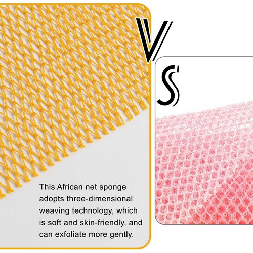 8 Pieces Long African Exfoliating Net Sponge, Multi-Color Authentic African Net Sponge Body Scrubber, African Bath Sponge Net for All Skin Shower Daily Use