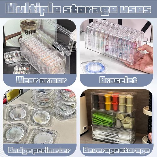 Press on nail storage 12 PCS Acrylic Nail Storage Box - Portable Versatile Organizer for Press - On Nails, Jewelry and More with 60 Pcs Adhesive Double Sided Tape