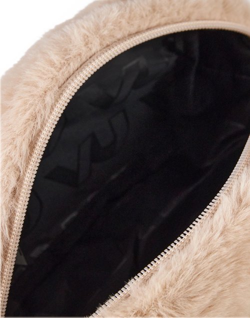Pusheen Womens Fluffy Makeup Bag | Ladies All Over Fur with Embroidered Logo in Tan | Classic Logo Zip Cosmetic Storage Bag