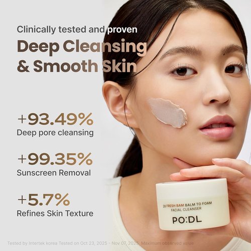 PODL Balm to Foam Cleanser - Deep Cleansing Makeup & Sunscreen Remover | Exfoliating Vegan Skincare 4.39 fl oz
