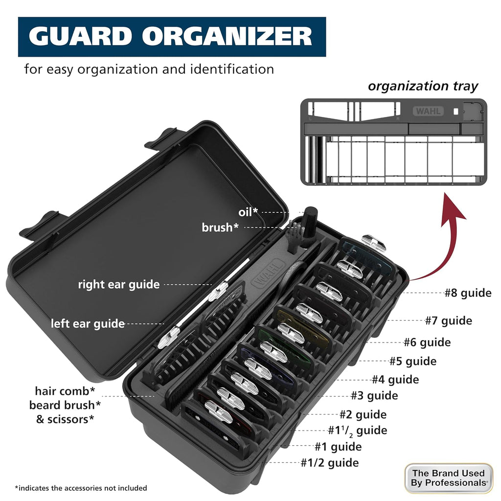 Wahl Genuine SECURE-SNAP® Guide Comb Set - 12 Full-Size Attachment Guards for Enhanced Cutting Performance | Grey