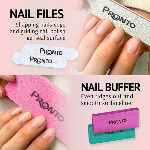 Pronto Gel Nail Polish Remover Kit - 16oz Pure Acetone, Nail Soaking Bowl, Moisturizing Cuticle Oil, Manicure Kit Including Gel Nail Polish Tools, Nail File, Nail Buffer, Cuticle Pusher & Nail Scraper