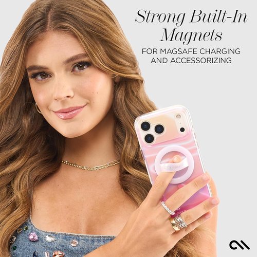 Case-Mate Soap Bubble iPhone 17 Pro Max Case - Stylish MagSafe-Compatible Cover with 12ft Drop Protection | Peach Iridescent