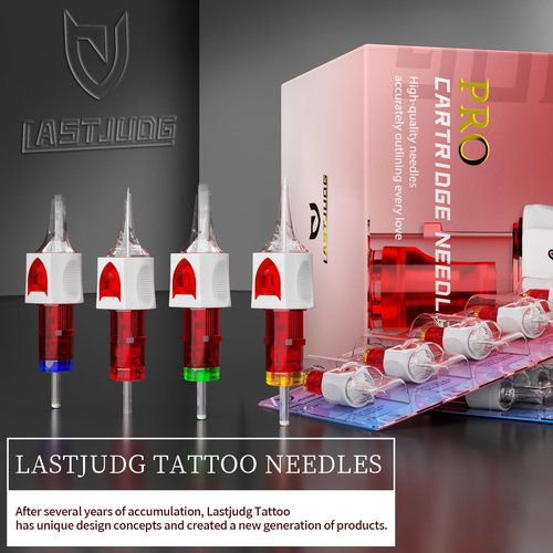 50PCS Finger Ledge Tattoo Cartridge Needles Assorted Mixed Size #10 Bugpin Round Liner Shader Magnum - 3RL 5RL 7RL 9RL 5RS 9RS 7RM 9RM 11RM 7M1 with Membrane Pro Disposable Tattoo Needles