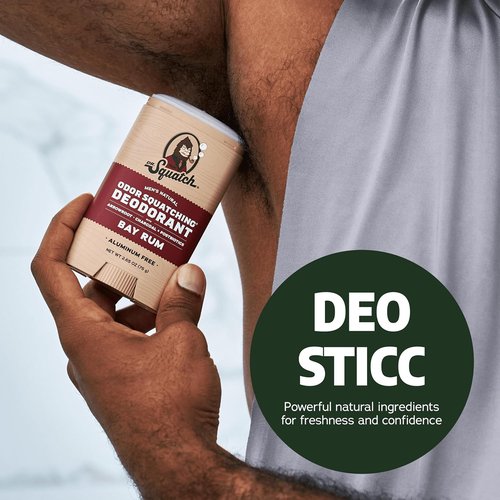 Dr. Squatch Natural Men’s Deodorant - Aluminum-Free Charcoal & Postbiotics for 72-Hour Odor Protection | Rainforest Rapids & Cool Fresh Aloe, 2.65oz Stick (2-Pack)