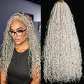 Silver White Goddess Locs Crochet Hair 7-Pack Pre Looped Braiding Hair 84 Strands Bohemian Faux Loc Boho Braids River Locs Dreadlocs Hair for Black Women (Silver white, 18 Inch(Pack of 7))