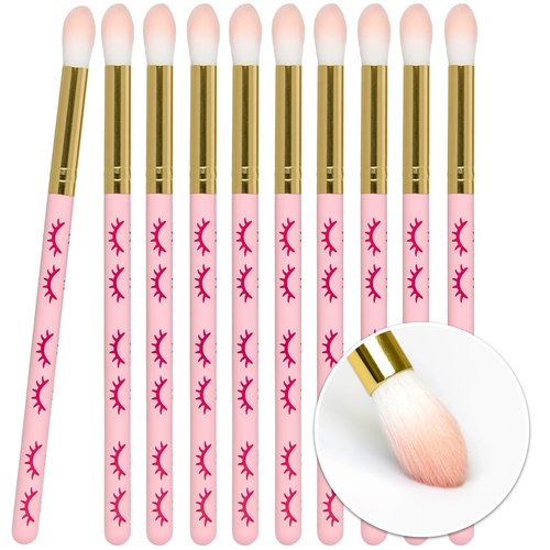 CURACORO Lash Shampoo Brushes Set, Eyelash Cleansing Brush For Cleansing Eyelash Extension, Soft and Comfortable Facial Makeup Remover Tools (Pink, Pack of 10)