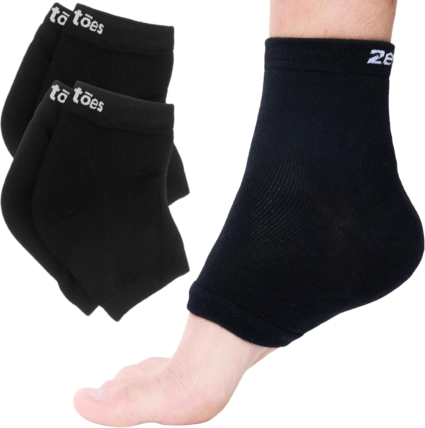 ZenToes Moisturizing Socks - Cracked Heel Treatment with Vitamin E & Jojoba Oil | Cotton Black, Regular Size