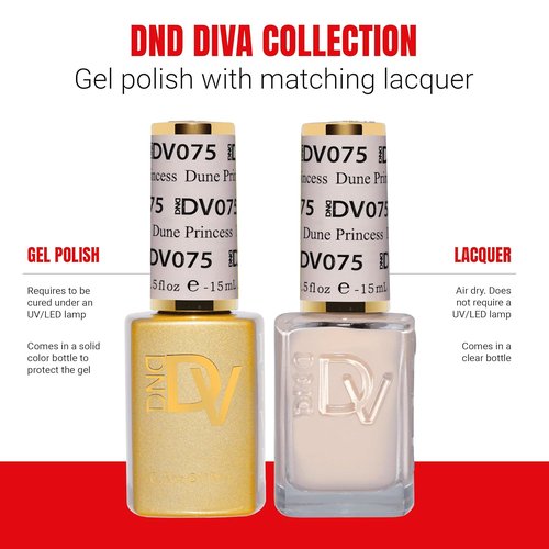 DND Gel Polish Coquette Collection - UV/LED Gel & Air Dry Nail Lacquer Duo | 075 Dune Princess, 0.5 Fl Oz