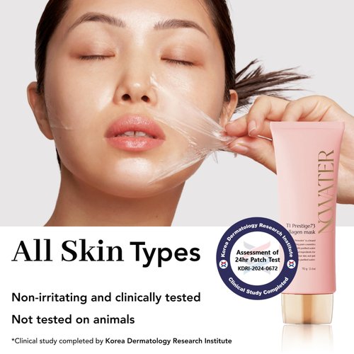 NOWATER Collagen Wrapping Mask, Elasticity Improving, Hydrating, Firming - Hydrolyzed Collagen & Peptide, Glass Skin Peel Off Mask, Korean Skincare for Face (2.4 fl.oz)