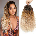 Goddess Locs Crochet Hair 18 Inch 7 Packs Faux Locs Ombre Boho Synthetic Pre Looped Crochet Braids Curly Ends (4/27/613)