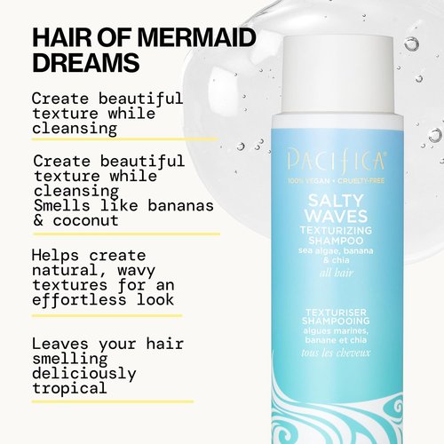 Pacifica Beauty Salty Waves Texturizing Shampoo & Conditioner Set | Effortless Beach Hair | 100% Vegan & Cruelty-Free