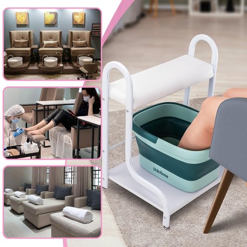 Udefineit Stable Esthetician Foot Bath SPA Trolley Cart(No Wheels), Pedicure Stool with Foot Rest Stand, Foot Massage Station for Beauty Salon Nail/Home, Pedicure Manicure Massage Table Salon Supplies