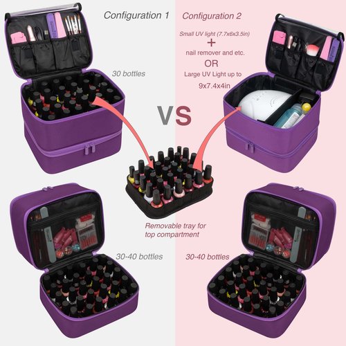ButterFox Nail Polish Carrying Case Bag Storage Organizer, Fits up to 60 Nail Polish Bottles, Pockets for Manicure Accessories - Royal Purple