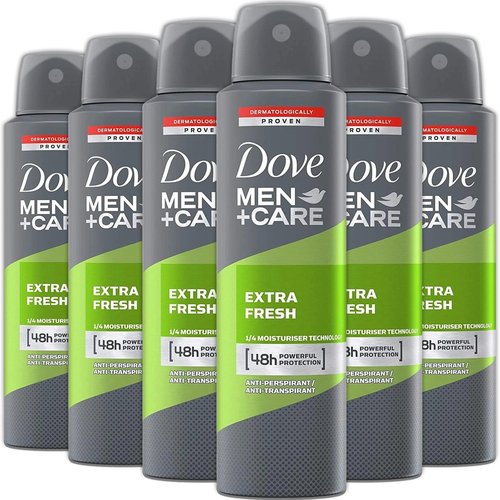 Dove Men + Care Antiperspirant Deodorant Spray, 6 Pack, 48H Protection, Long-Lasting Extra Fresh Scent, Soothes & Moisturises Skin, 5 oz. Each