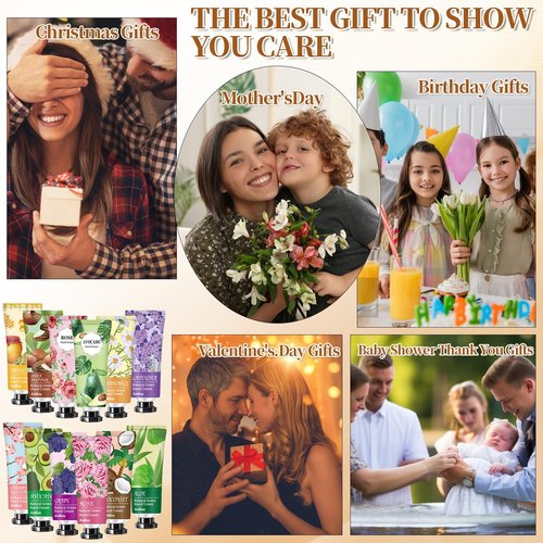 ANKOOY 12 Pack Hand Cream for Dry Cracked Hands,Easter Basket Stuffers,Mothers Day Gifts,Teacher Appreciation Gifts,Natural Hand Lotion Travel Size,Mini Lotion Gifts for Nurse Teacher
