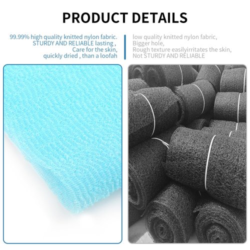 INFICRIME 4 Pack Exfoliating Washcloths Body Scrubber Back Scrubber for Shower - Japanese Korean Style Body Scrubber Back Scrubber, Luffah Towel Net Sponge Loofah, Deep Clean Dead Skin for Smooth Skin