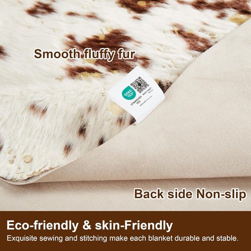 JONIYEAR Faux Cowhide Area Rug - Large 4.9 x 6.56 Feet | Premium Brown & Gold Print for Living Room & Bedroom Decor