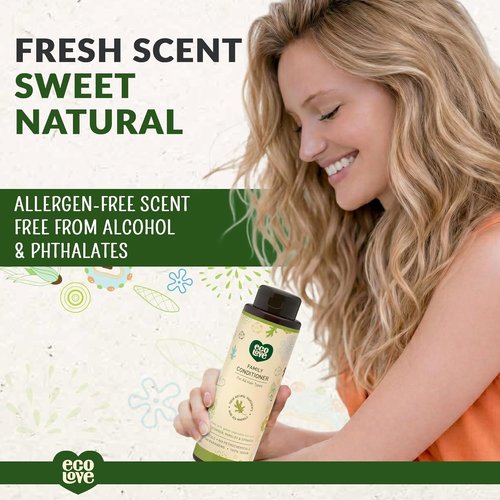 ecoLove Natural Conditioner - Vegan, Cruelty-Free Formula with Organic Cucumber Extract - 17.6 oz